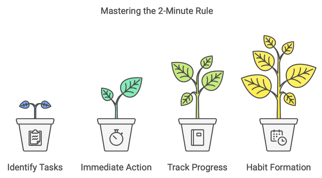 an illustration of the steps in the 2 minute rule.